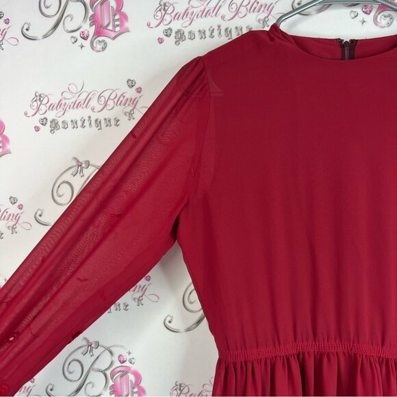 Belage one piece pants suit jumper vintage Elegant Red Long Sleeve Jumpsuit - Picture 10 of 15